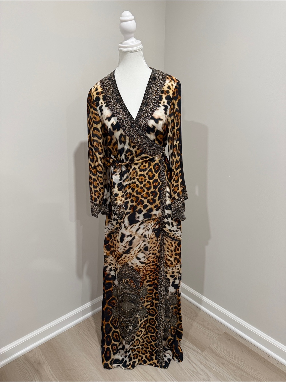 Leopard Print Wrap Maxi Dress - Brown M/L